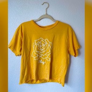 Obey Yellow Cropped T Shirt